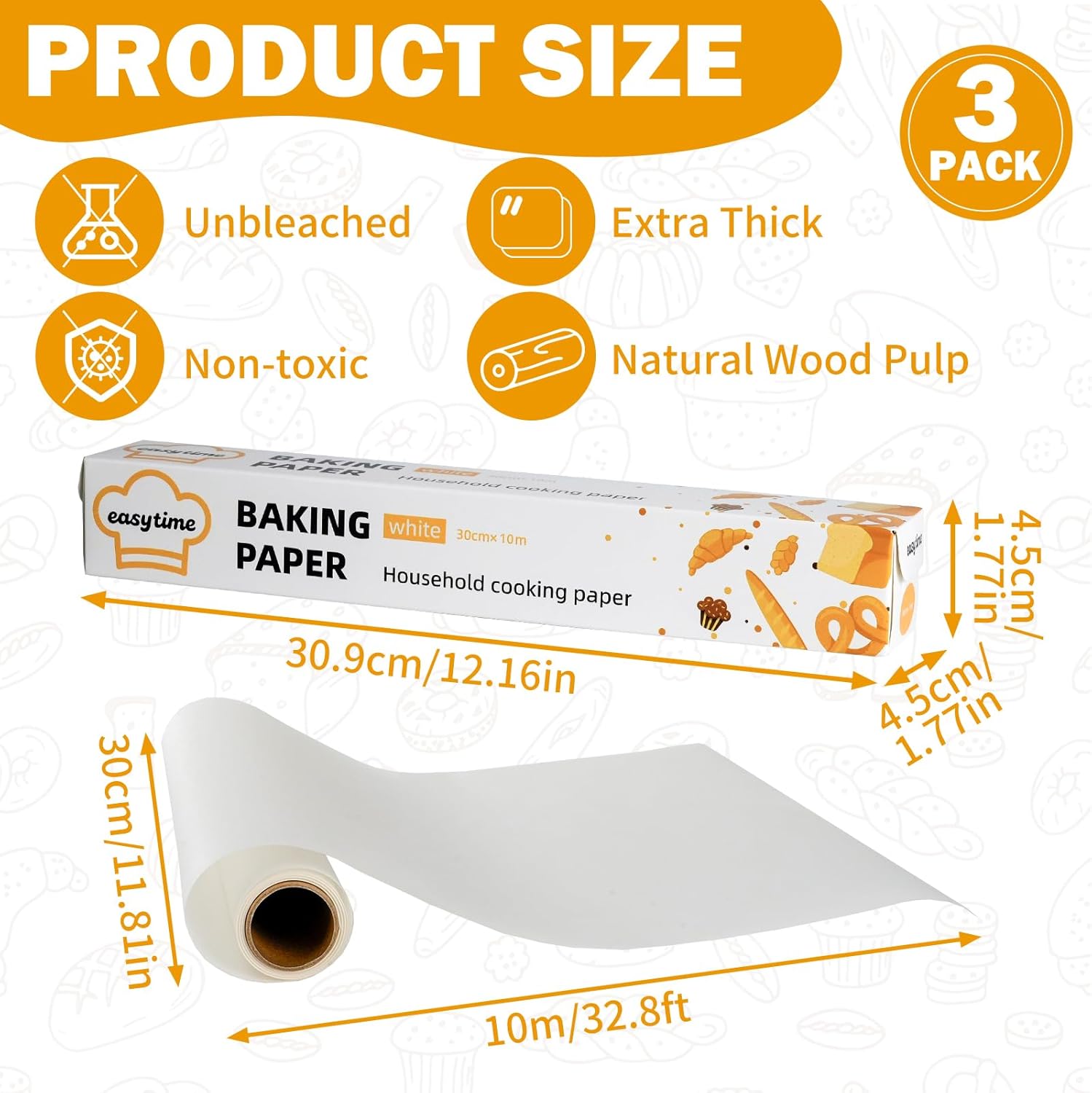 Parchment Paper Rolls by [Brand Name] - 12in x 98ft | Built-In Metal Cutter for Baking & Grilling