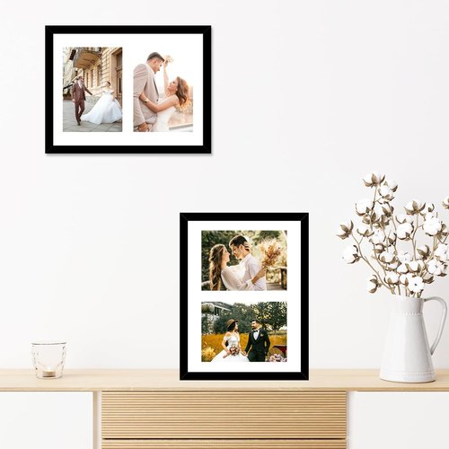 JCJMY Double Collage Picture Frame - Display 2 Photos (5x7) or 8.5x11 - Lightweight Black for Wall or Tabletop