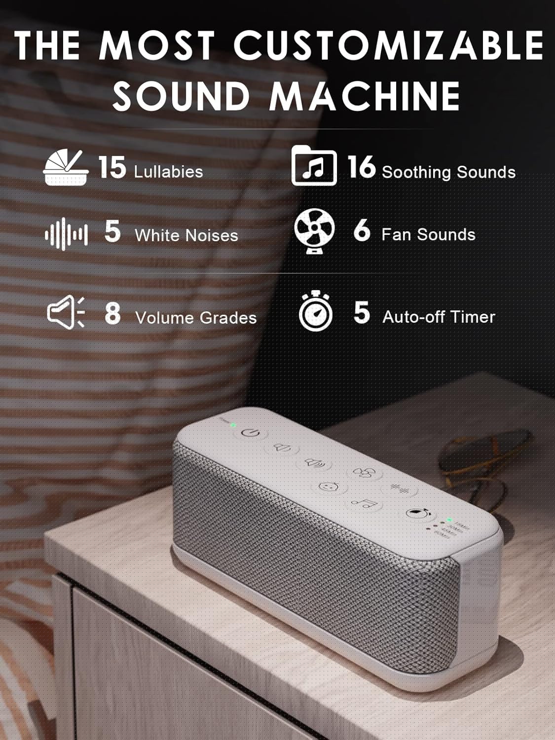 OnLyee White Noise Machine - USB Rechargeable Sound Therapy Device with 42 Soothing Sounds | Ideal for Sleep & Focus