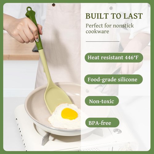 Kikcoin 43-Piece Kitchen Utensils Set - Heat Resistant Silicone Cooking Tools, BPA Free, Avocado Green