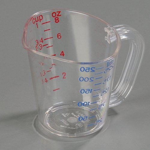 Carlisle FoodService Products 4314107 Commercial Plastic Measuring Cup, 1 Cup, Clear (Pack of 12)