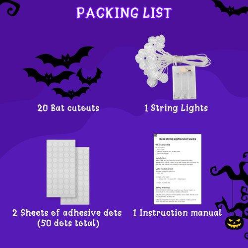 Kelumi Halloween Bats Fairy Lights Wall Decor, 20 Packs Lighted Bats Stickers with Timer Halloween Party Wall Window Indoor Home Decorations