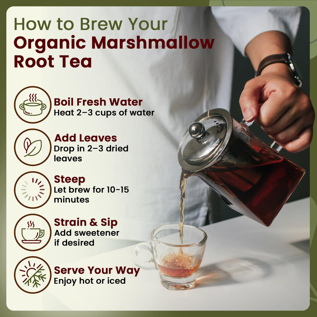 Organic Way Marshmallow Root | Herbal Tea (Althaea officinalis) Cut & Sifted - European Wild-Harvest | Organic & Kosher Certified | Non GMO & USDA Certified | Origin - Albania (1/4LBS / 4Oz)