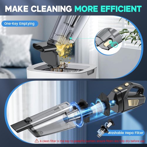CKIKH Cordless Handheld Vacuum - 15000PA Strong Suction, Lightweight & Portable with Multi-Nozzles | Ideal for Home, Car & Pets