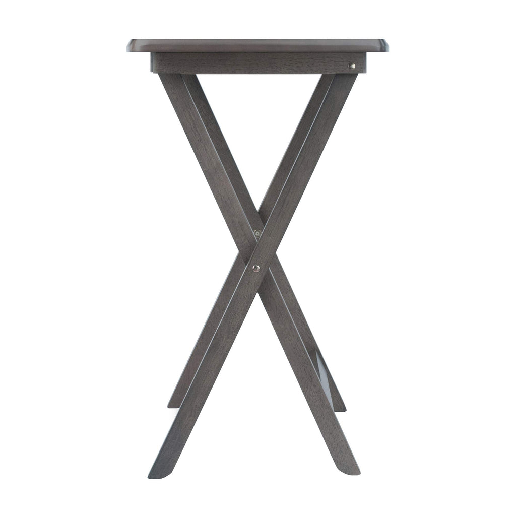 WINSOME Dorian Oversized Snack Table Set, Oyster Gray (Brown Base) (replace color may vary)., 23.62 x 15.75 x 25.51, 5pc