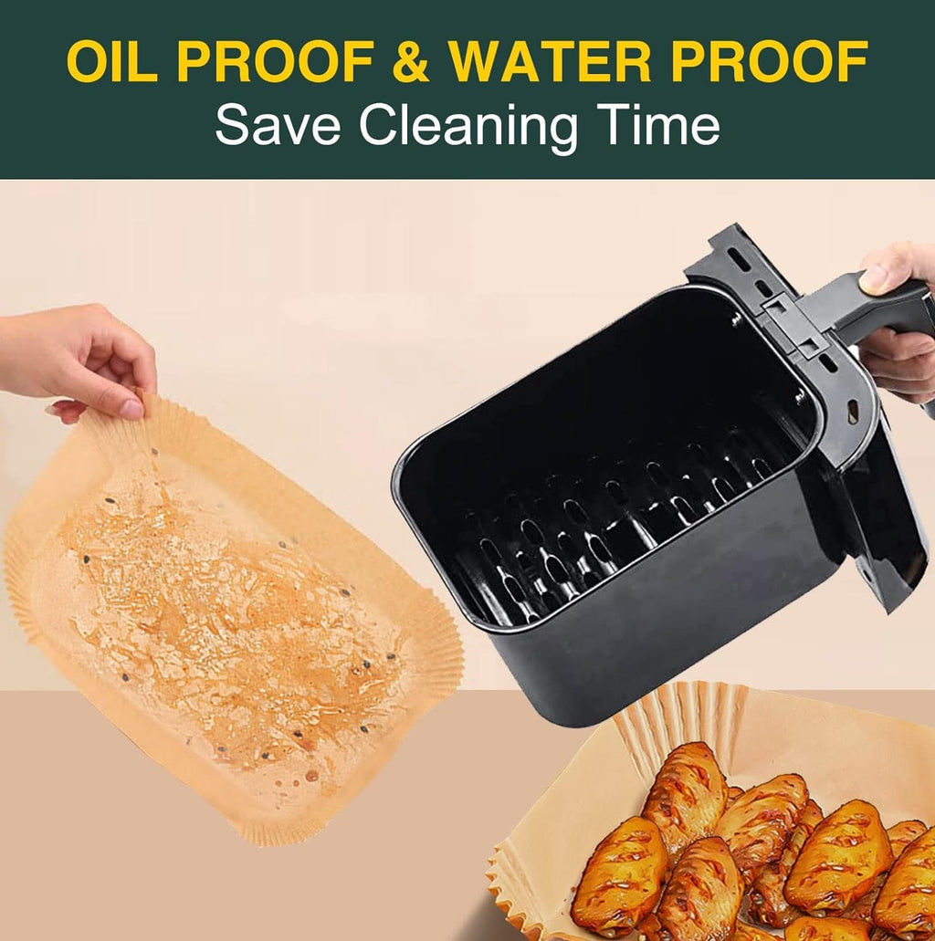 Ninja Air Fryer Disposable Paper Liners - Non-Stick Parchment Baking Sheets | 125PCS, 8.6in x 5.5in