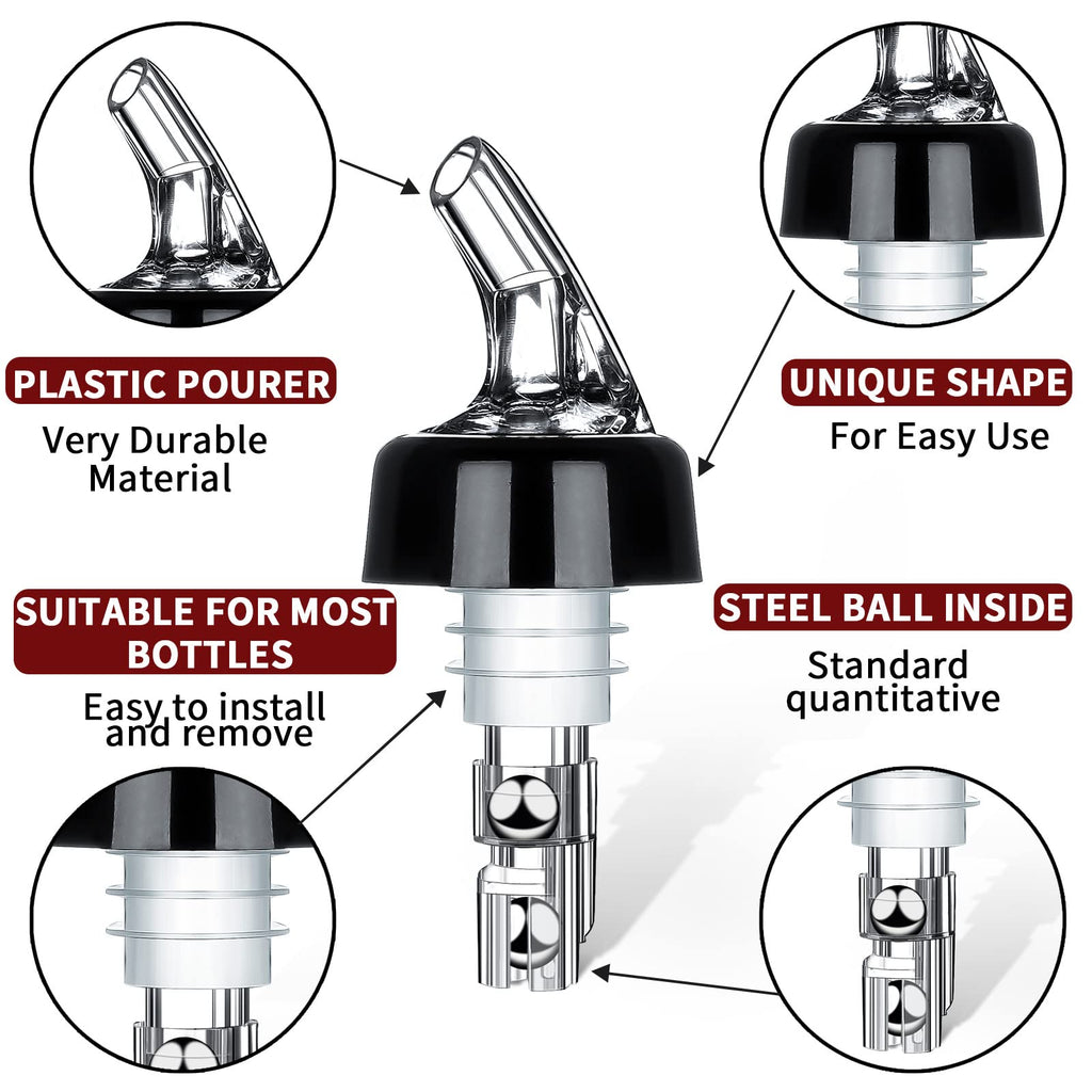 SuproBarware Automatic Measured Bottle Pourer Liquor Bottle Pourer Quick Shot Dispenser 1oz Liquor Pour Spout for Alcohol,Wine,Spirits, Home Bar Kitchen Tools 50 Pack