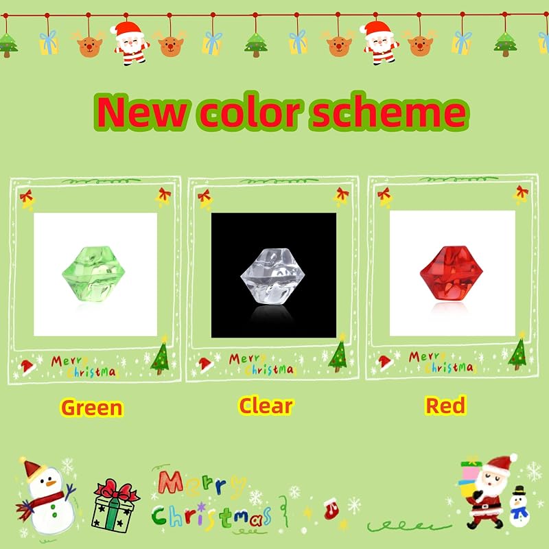 Variation of THIS listing: 500pcs Fake Ice Cubes - Iridescent Red Green Clear Acrylic Vase Fillers (0.5")