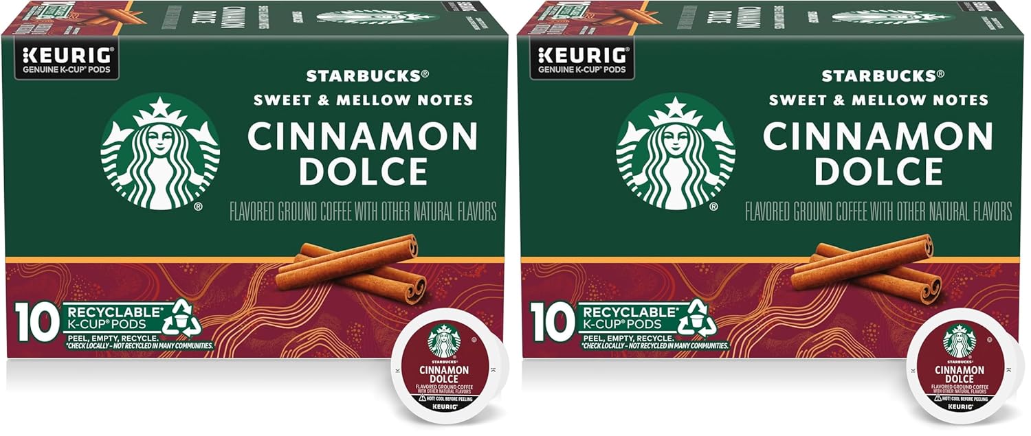 Starbucks K-Cup Coffee Pods - Cinnamon Dolce Flavored, 100% Arabica, 20 Pods Total