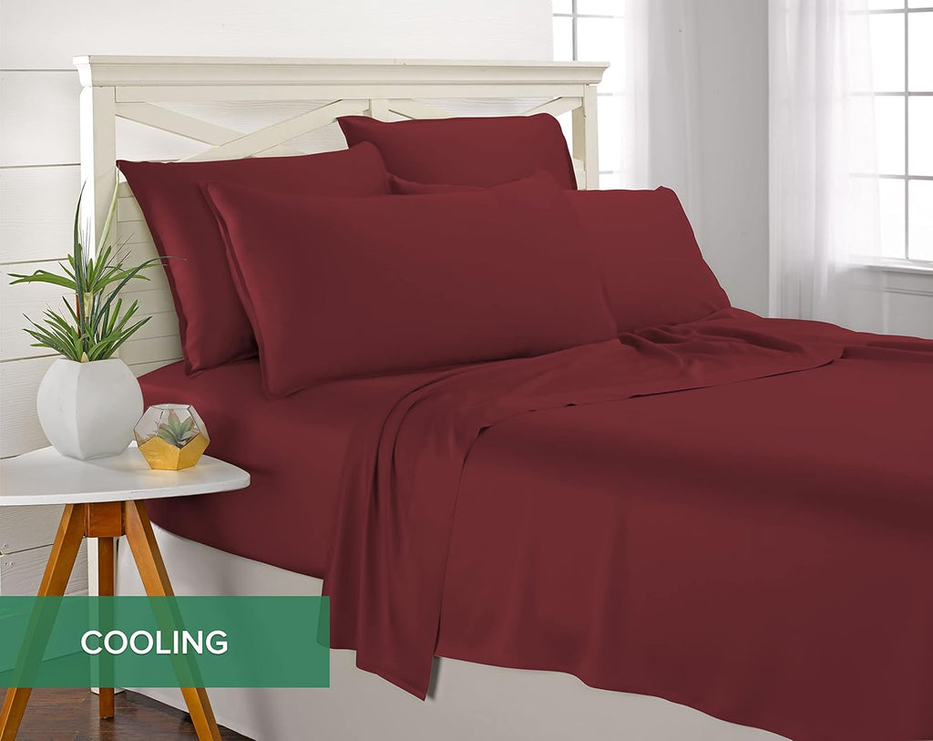 Pure Bamboo Twin Sheets - Luxuriously Soft 100% Organic Viscose Bed Sheet Set | Cooling & Durable (Twin, Merlot)