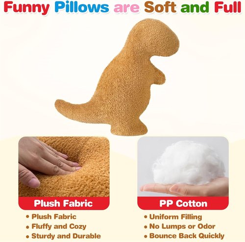 **Skiennix Dino Nugget Pillow - Funny Plush Dinosaur Pillow for Kids | Small Tyrannosaurus Rex Design**