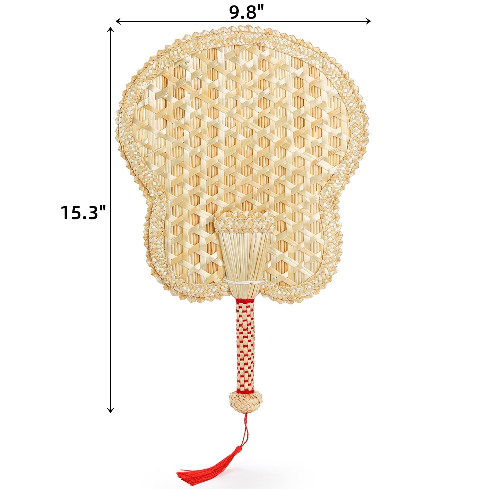 Goaste 2 Packs Hand Woven Fan, Handheld Wheat Straw Fans, Rustic Chinese Manual Fan for Summer Cooling, Wedding Palm, Home Decoration, DIY Decoration, Elderly Travel Supplies, Personal Use Gift