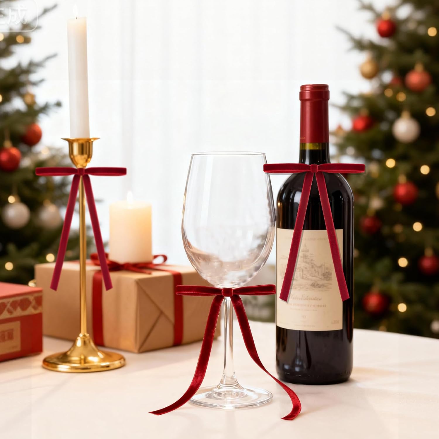 Regine Switzerland 30PC Burgundy Velvet Christmas Tree Bows - 5 x 7 Inch Vintage Holiday Decor
