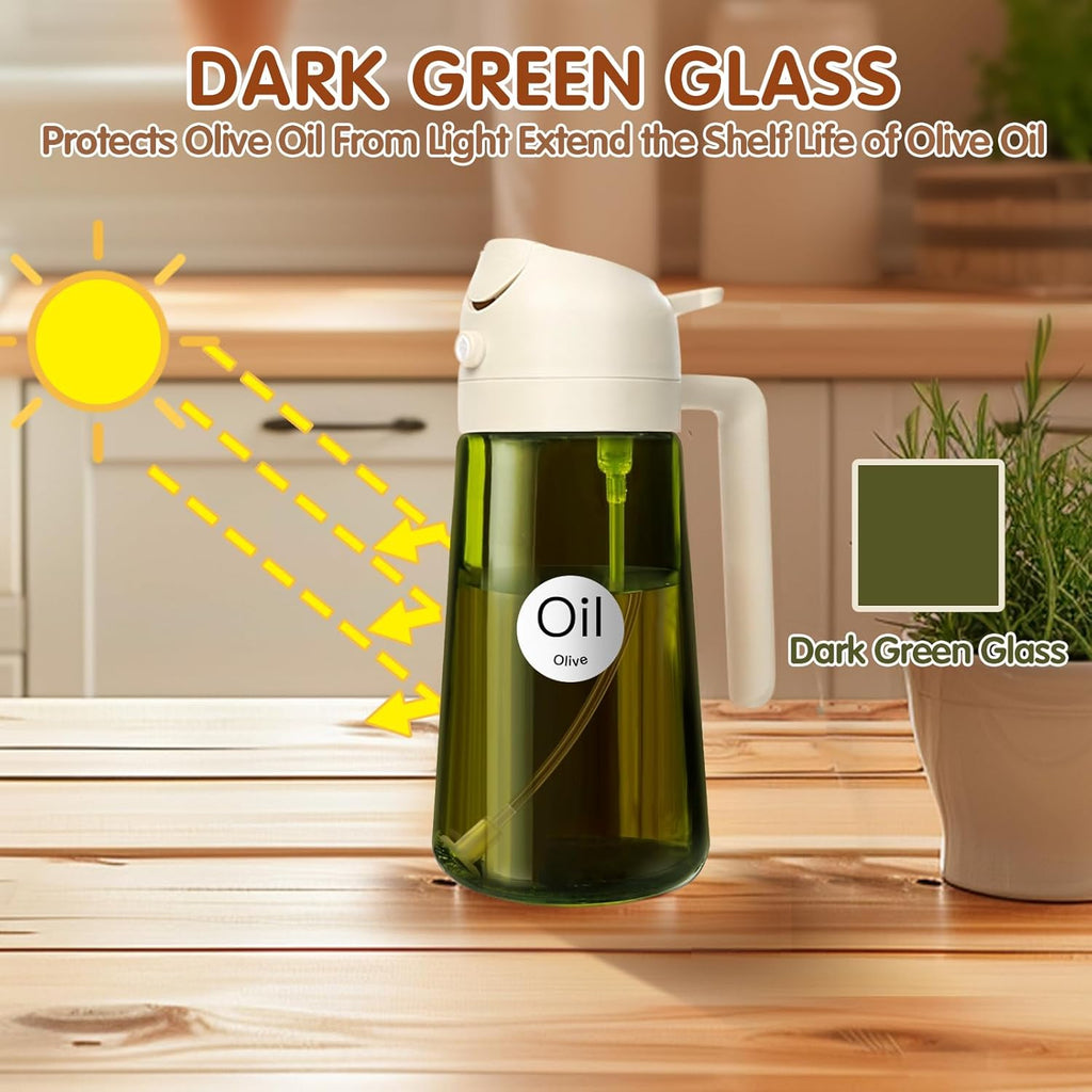 YARRAMATE Light-Blocking Dark Oil Sprayer - 16oz Olive Oil Dispenser Bottle | Premium Food-Grade Glass