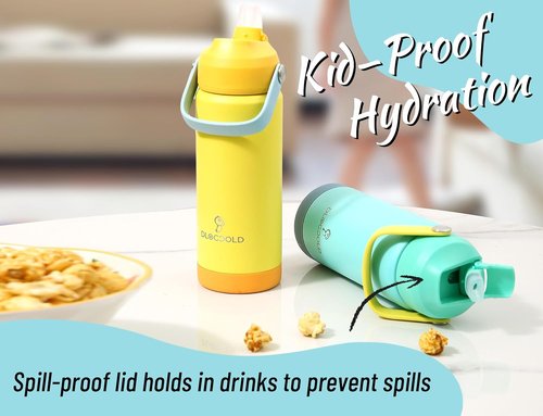 DLOCCOLD Kids Insulated Water Bottle - Leak Proof Straw Lid, Double Wall Stainless Steel | Reusable Tumbler for Travel