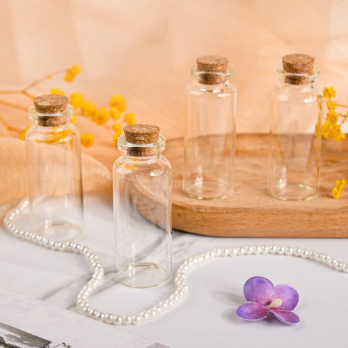 Yadream 20pcs 0.94" x2.36"Small Glass Potion Bottle,20ml Tiny Glass Vials,Mini Cork Stopper Glass Bottle for Wedding Favors, Birthday Party,DIY ART Crafts(empty bottle)