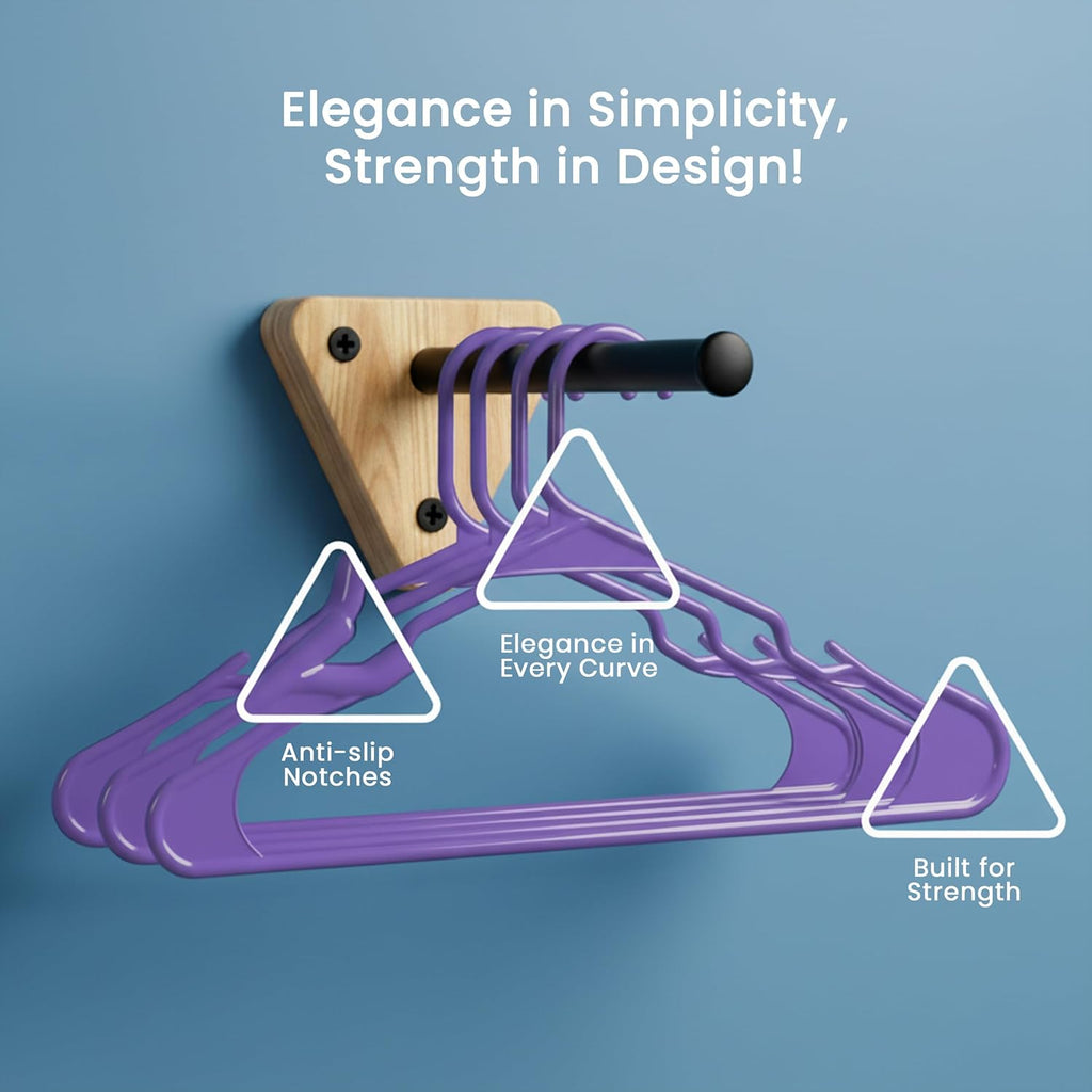 Utopia Home Plastic Hangers 30 Pack - Durable Space-Saving Clothes Hangers - Purple Closet Organizers