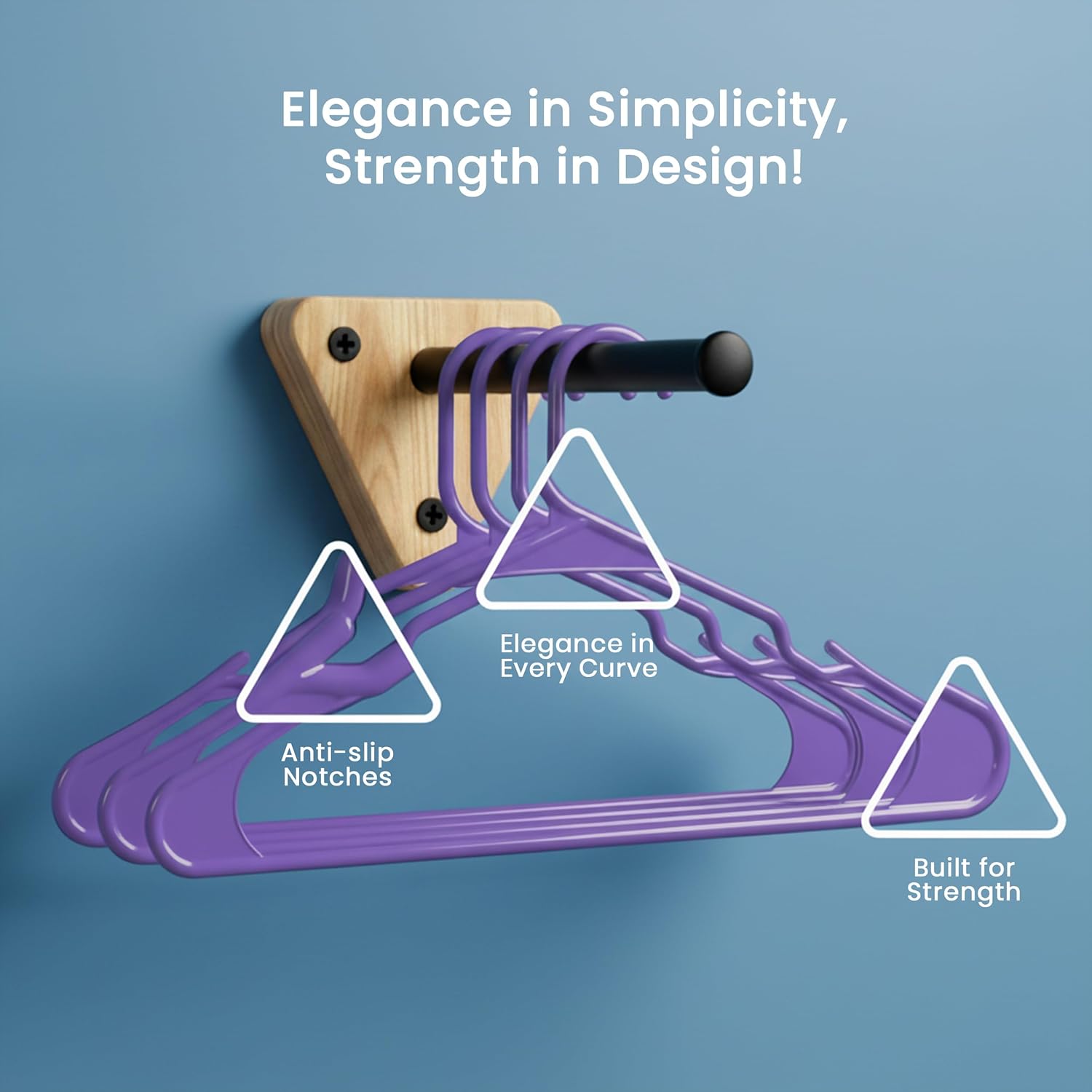 Utopia Home Plastic Hangers 30 Pack - Durable Space-Saving Clothes Hangers - Purple Closet Organizers