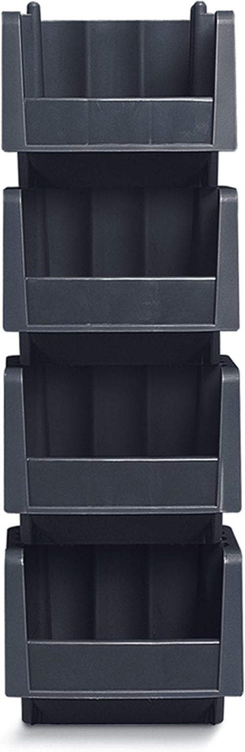 Akro-Mils Economy Stacking Shelf Storage Bins - Durable Plastic, Black | 18" x 6.625" x 7" (10-Pack)