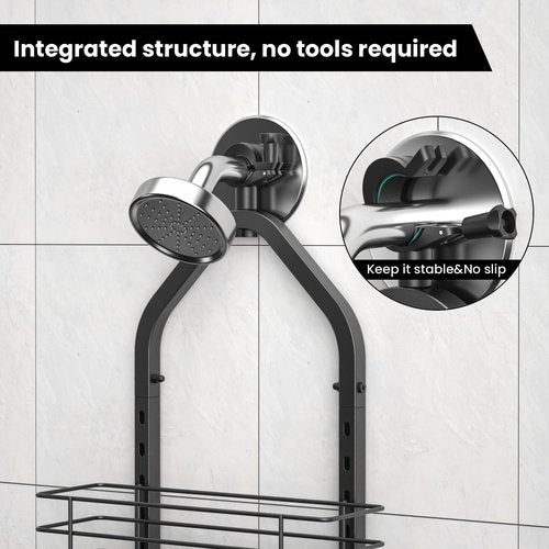 Aquohola Shower Caddy Hanging, Adjustable Anti-Swing-Over The Shower Head Caddy, 3 Tier Height Bathroom Storage Organizer Bathroom Shelves Basket Rack Shower Caddies (3Tier)