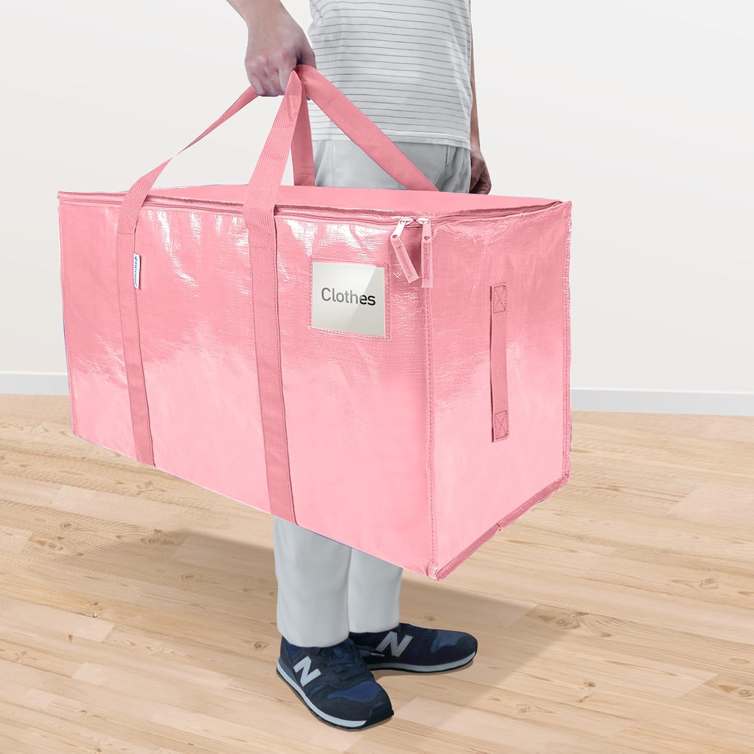 TICONN Extra Large Heavy-Duty Moving Bags - Durable Storage with Zippers & Handles | 8 Pack, Coral