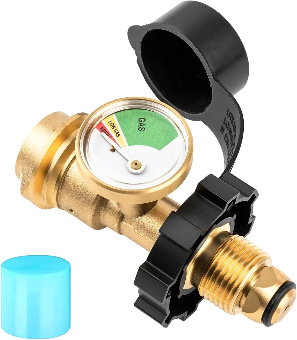 Skiennix 100 lb Propane Tank Adapter - POL to QCC1 Connection with Built-In Gauge for Easy Monitoring
