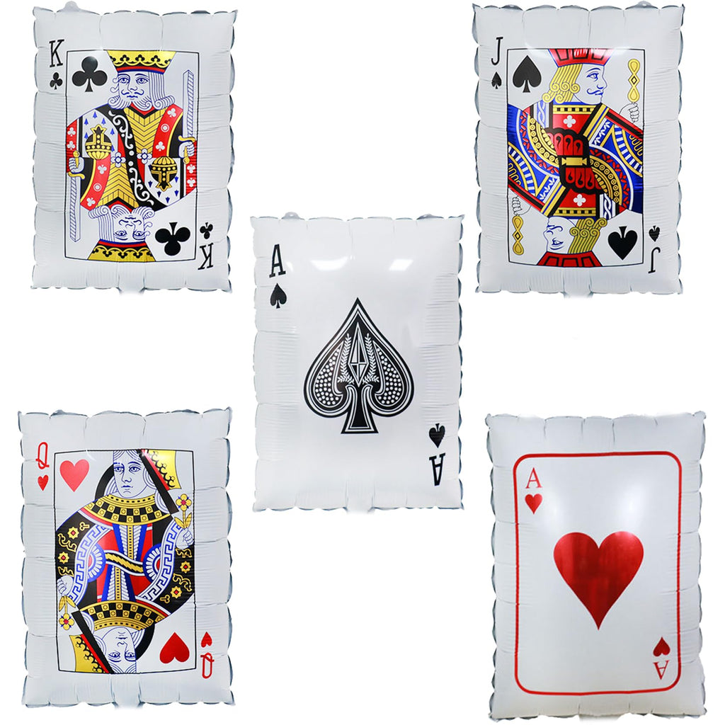 CYMYLAR Playing Card Balloons Set,Casino Poker Foil Balloons for Casino Night Party Decorations, Las Vegas/Alice Party Balloon Decoration,Magic Show/Lucky in Love Party Decor