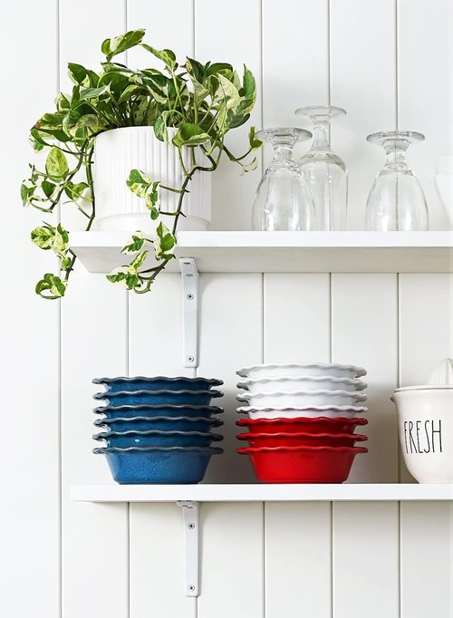 LE TAUCI Mini Pie Pans - 6.5 Inch Ceramic Pie Dish Set of 6 | Ruffled Edge, 12 Ounce Individual Bowls