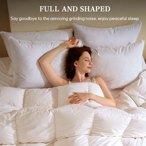 BHZ Goose Down Feather Pillows - Queen Size Set of 2 | Medium Firm Soft Support for Side & Back Sleepers