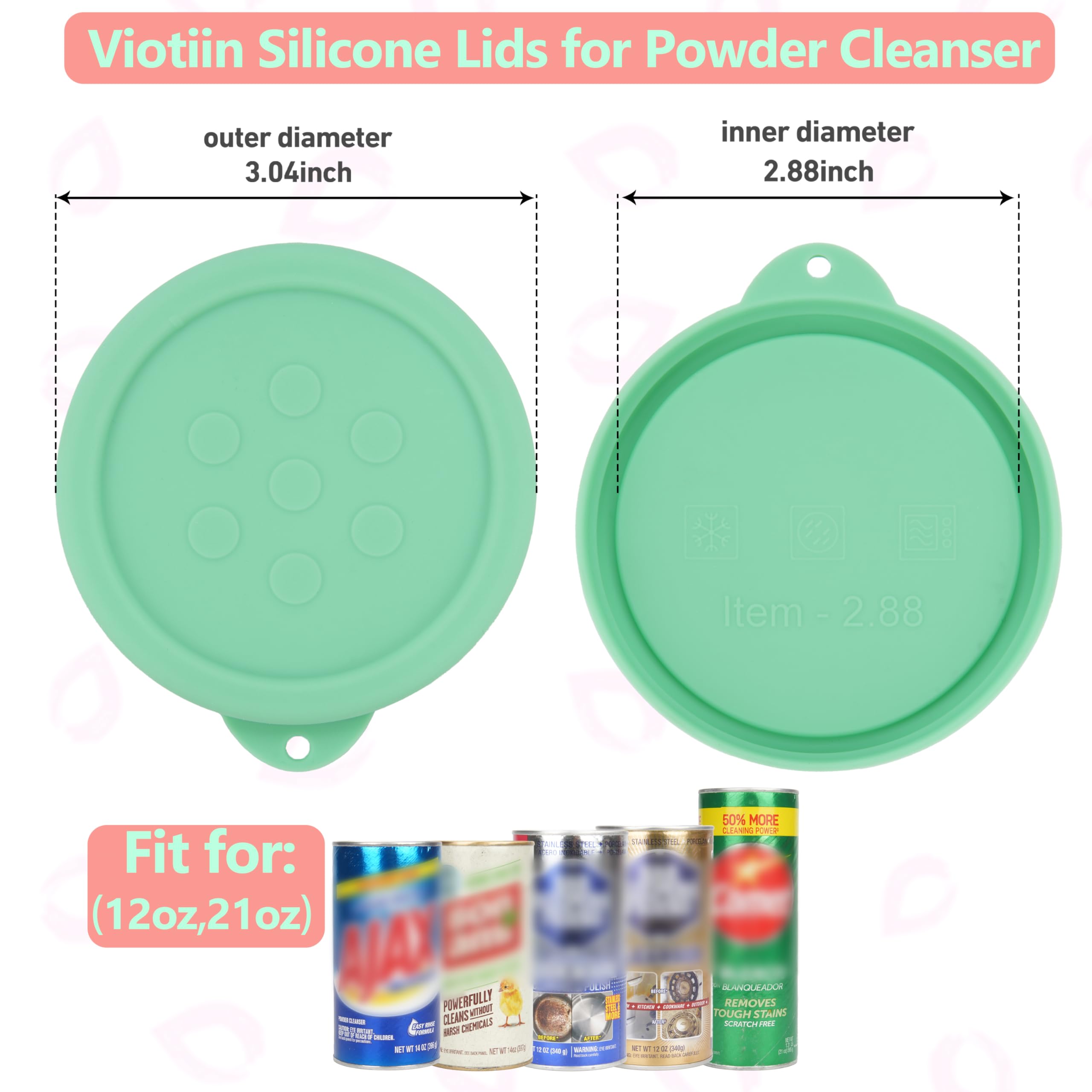 Silicone Powder Cleanser Lids Compatible with Bar Keepers Friend 12 oz & 21 oz Silicone Cover fit for Comet, Ajax Powder Cleanser to Keep Dry, 1 Packs, Cyan