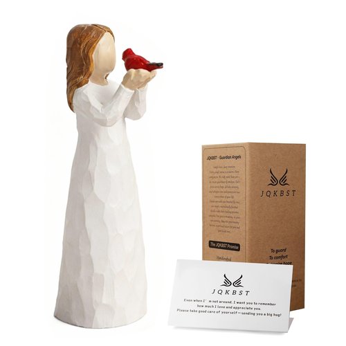 JQKBST Angel Cardinal Figurines Gift for Women, Messenger, Sympathy Gifts for Loss of Loved One, Sculpted Hand-Painted Figure Statue Home Decor