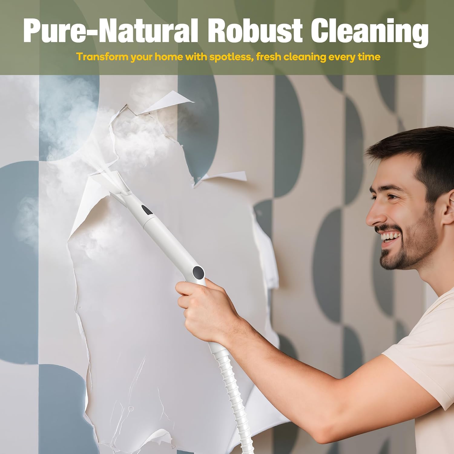 Newbealer Heavy-Duty Steam Cleaner - Multi-Purpose Steamer with 20 Accessories | Stainless Steel Boiler, Max 5 Bar