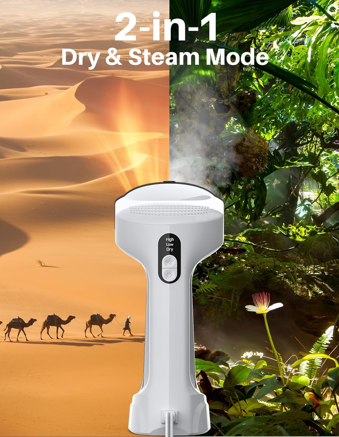 Sweepulire Handheld Clothes Steamer - 3500Pa Suction, 3 Modes, LED Display, 160ml Tank | Portable Travel Iron