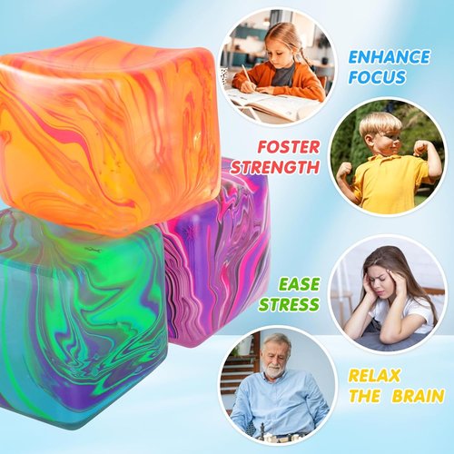 Fidget Toys | Squishy Stress Cube - Stress Relief Balls for Kids & Adults | Pink Sensory Toy