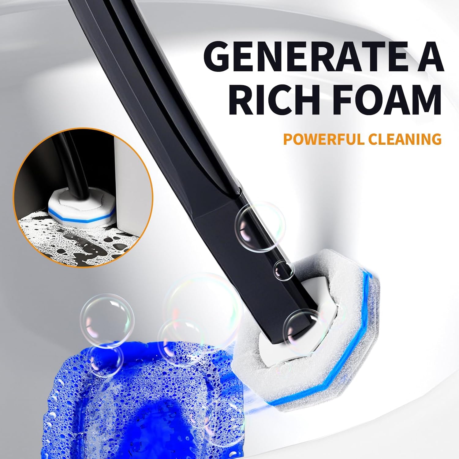 Skiennix Disposable Toilet Brush - Hygienic Toilet Bowl Cleaner with Holder & 40 Refills for Easy Maintenance