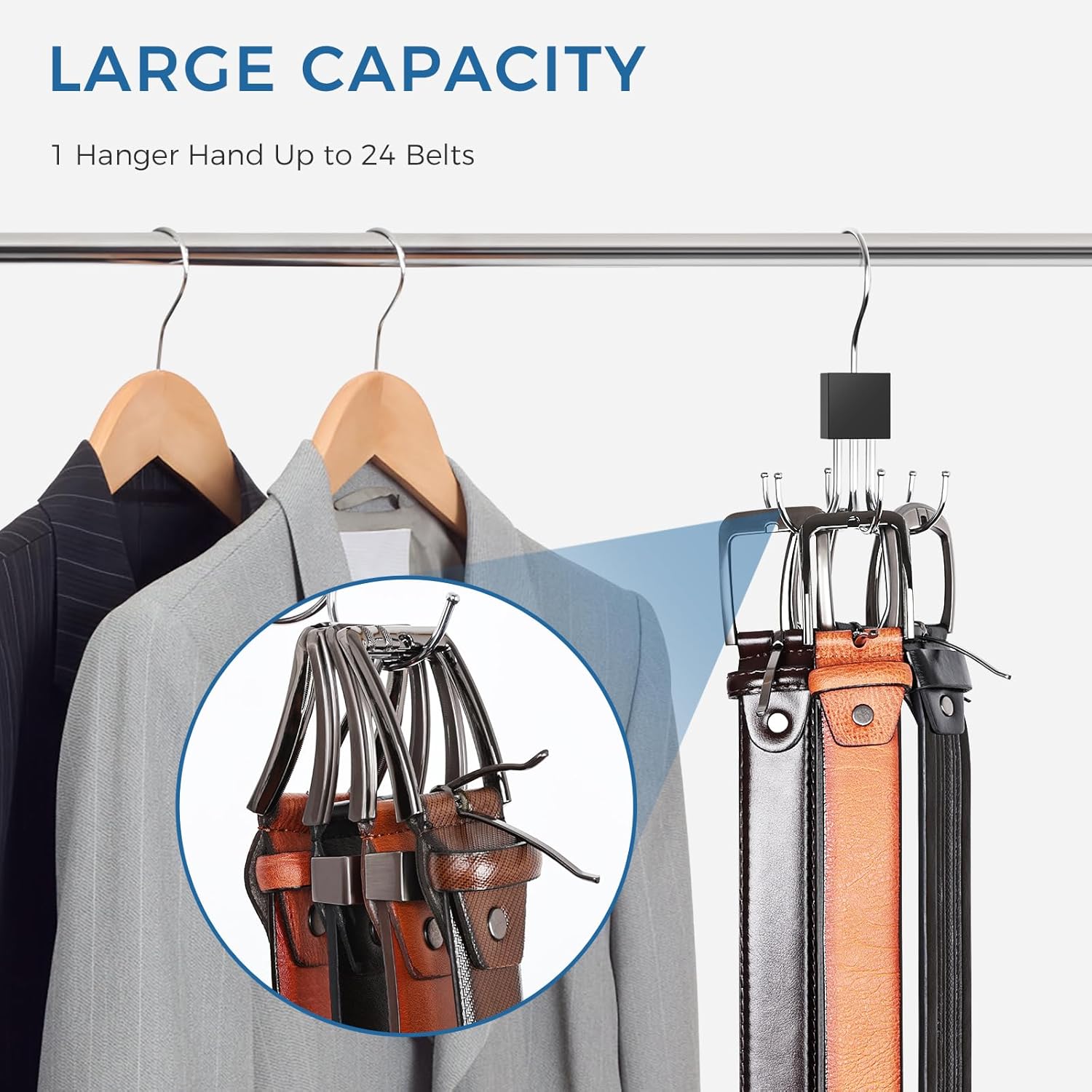 Skiennix Belt Hanger - 360° Rotatable Belt Organizer for Space-Saving Closet Storage | 3-Piece Set