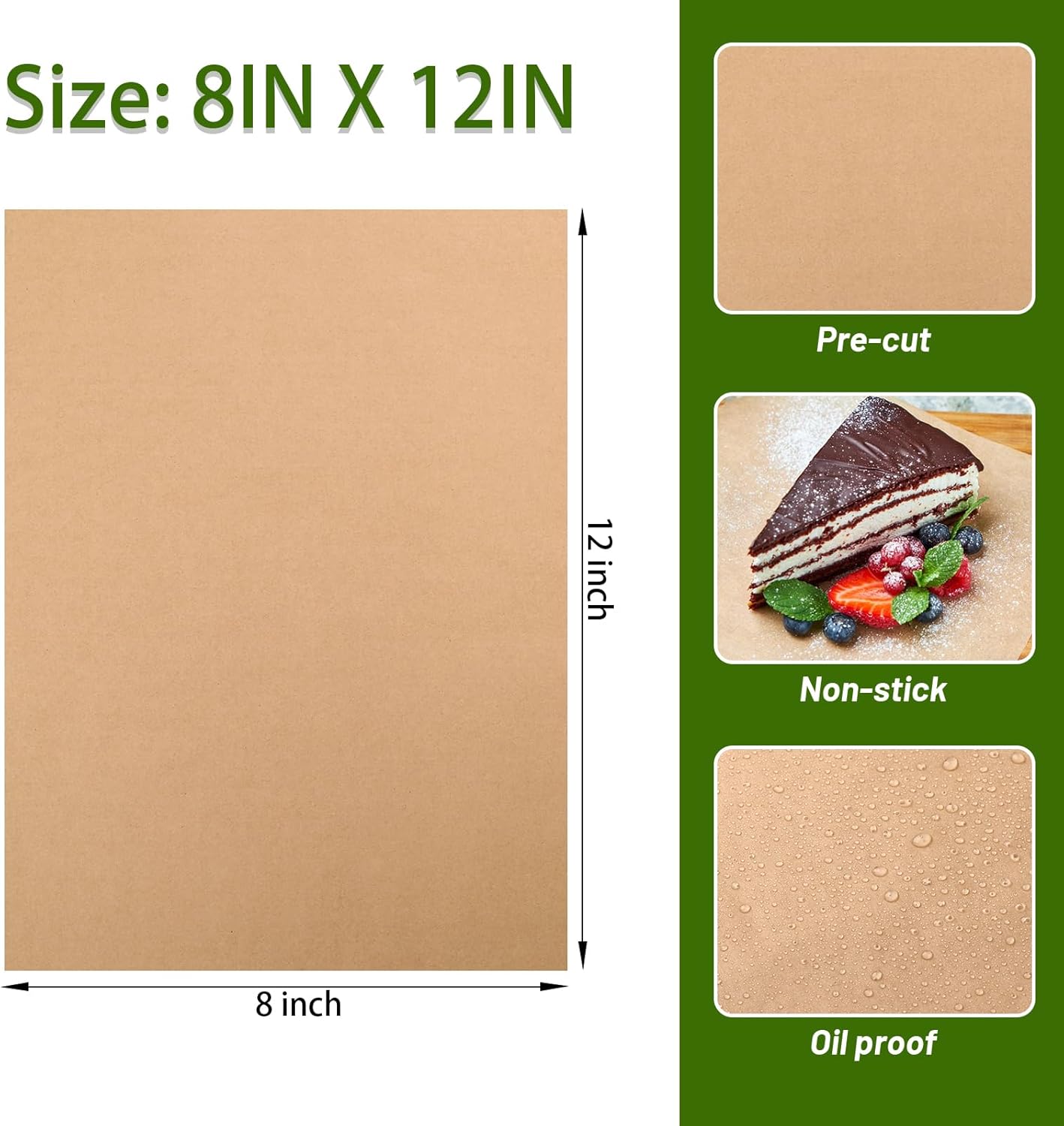 WMKGG Parchment Paper Sheets - 190 PCS Non-Stick Precut Baking Paper for Air Frying & Grilling | 8x12 Inches