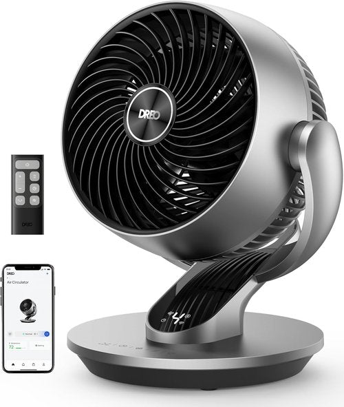 DREO Smart Fan - 120° Vertical & 90° Oscillating Quiet Air Circulator | 13-Inch, Remote Control, 4 Speeds
