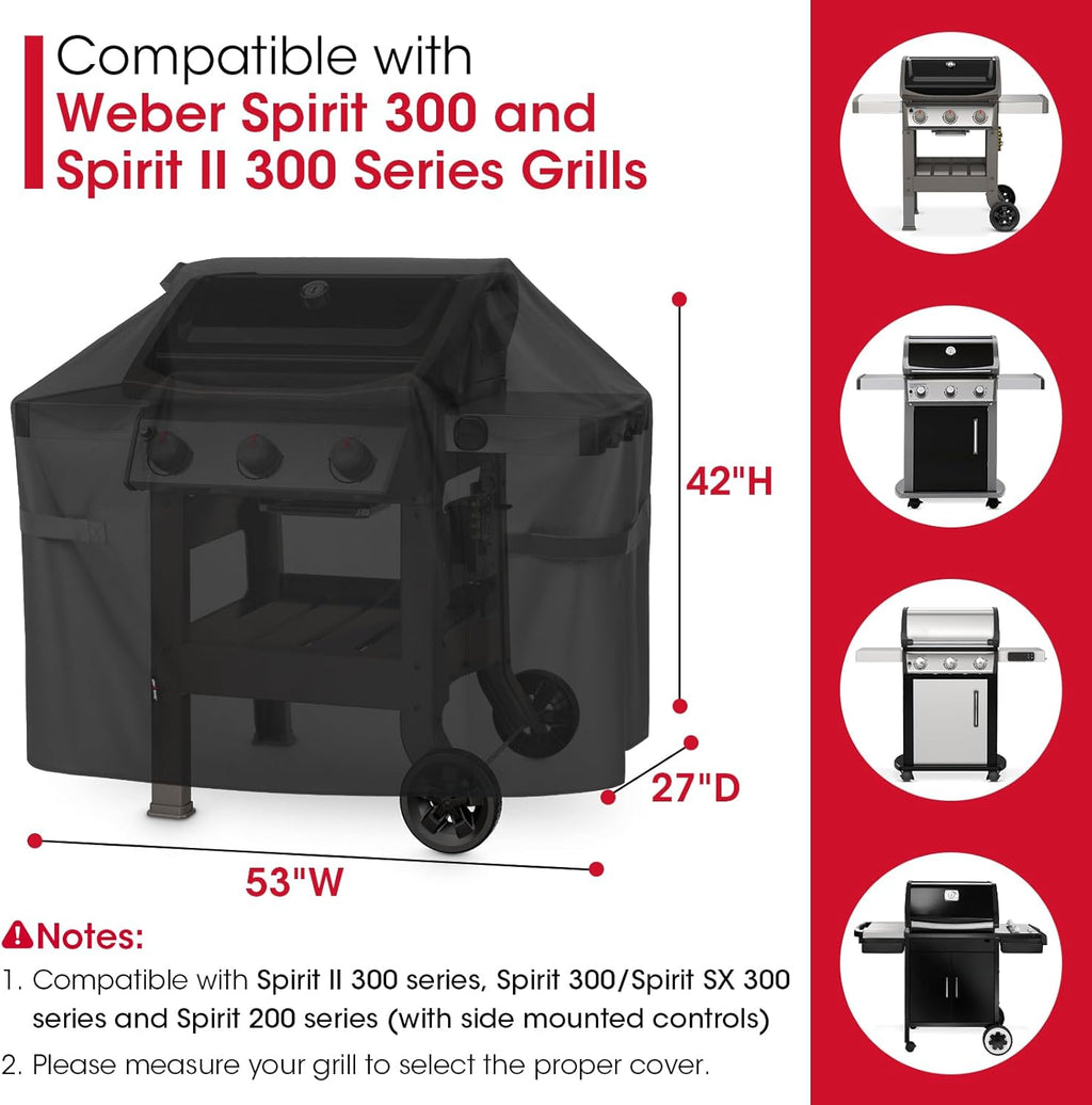 Unicook 53-Inch Grill Cover - Heavy Duty Waterproof BBQ Protector for Weber Spirit II 300 Series