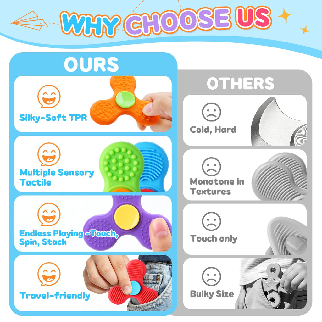 24 PCs Valentines Day Cards with Fidget Spinner for Kids Classroom, Textured Sensory Fidget Toys with Valentine Cards, Kids School Classroom Exchange Prizes Gifts Rewards Stress Relief Party Favors