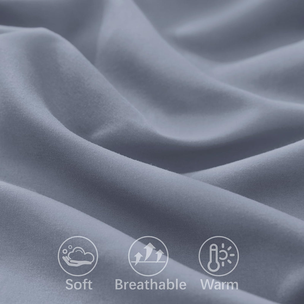 Horbaunal 2 Pack Microfiber Pillow Cases, Silver Grey Travel Elastic Band Bed Pillowcases, 1800 Thread Count Soft Pillow Covers for Standard & Queen Size, 20 x 26 Inches