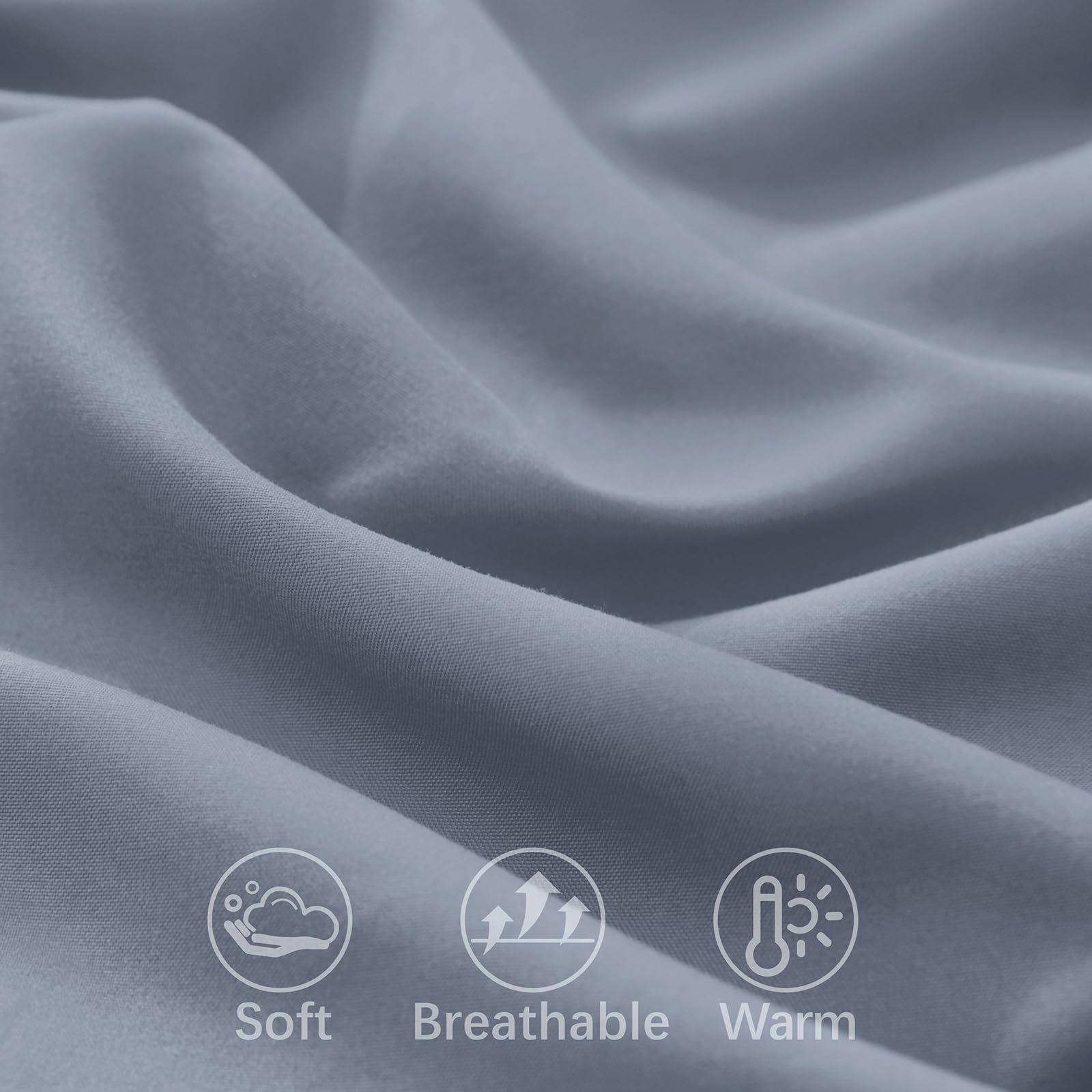 Horbaunal 2 Pack Microfiber Pillow Cases, Silver Grey Travel Elastic Band Bed Pillowcases, 1800 Thread Count Soft Pillow Covers for Standard & Queen Size, 20 x 26 Inches