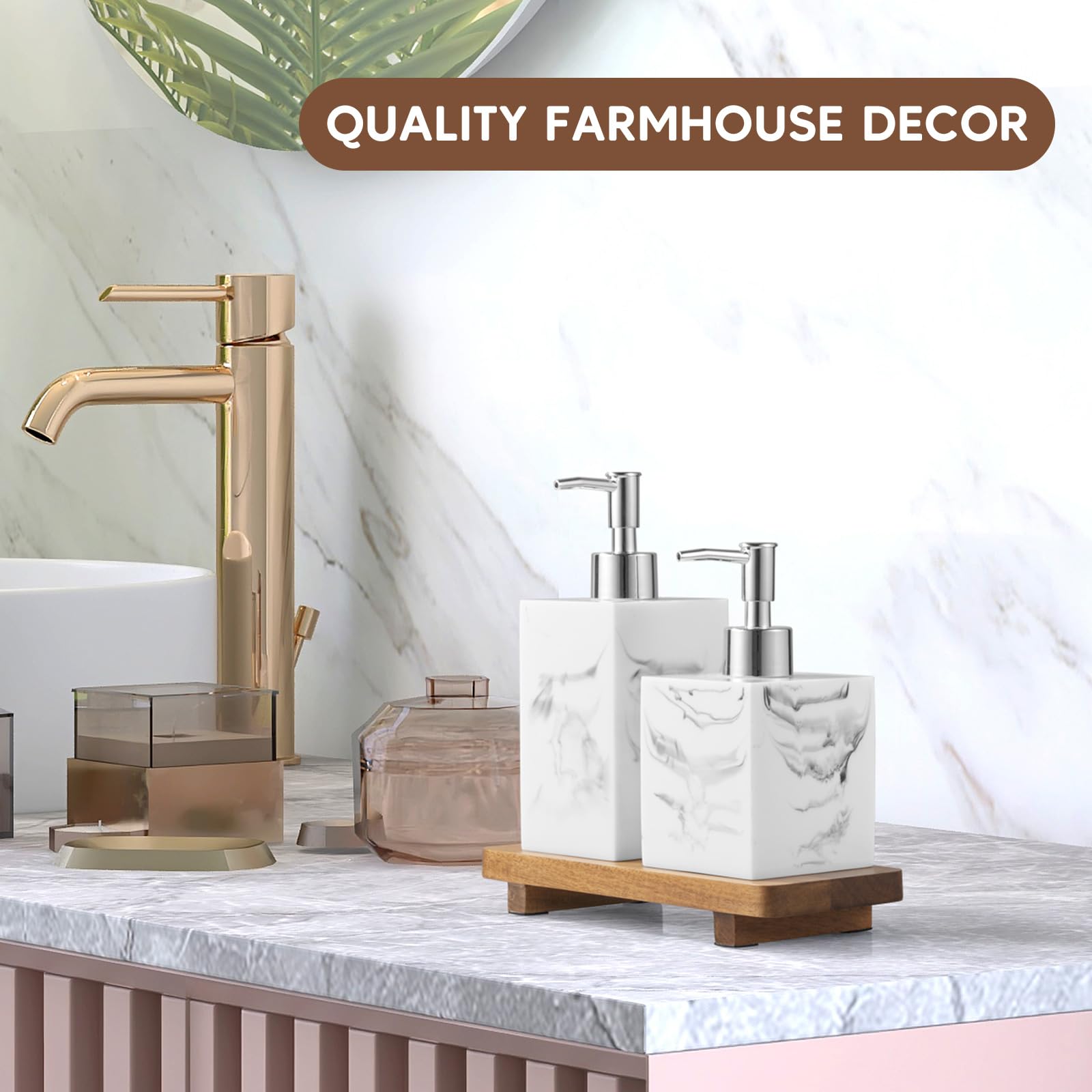 Small Acacia Wood Bathroom Tray Pedestal Stand Farmhouse Kitchen Decor Decorative Wooden Riser Soap Dish Sponge Holder for Vanity, Counter, Sink, 8.6" x 3.6"