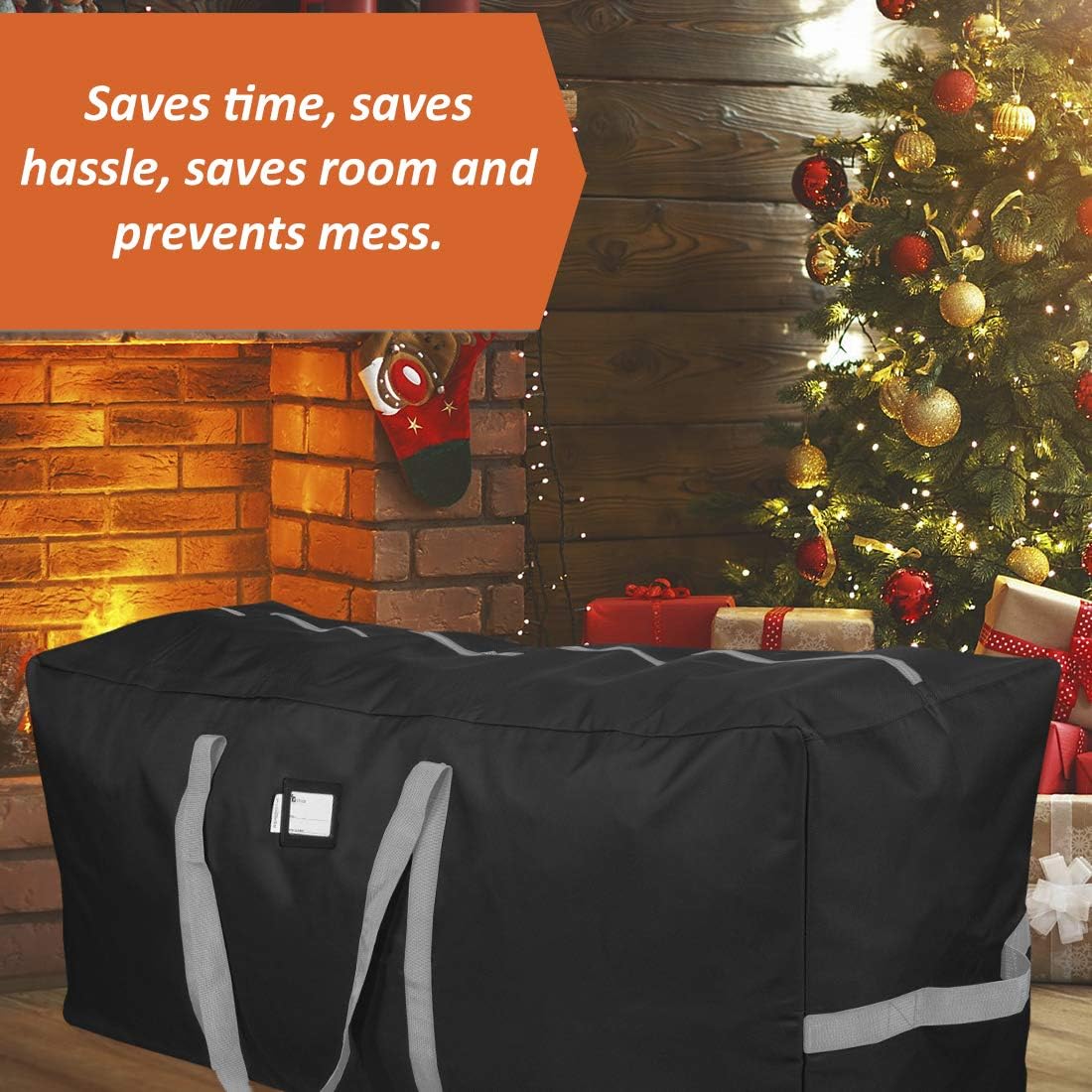 Primode Heavy Duty Christmas Tree Storage Bag - Fits Up to 7.5 Ft. Disassembled Tree | 50” x 15” x 20” | Durable 600D Oxford Material (Black)