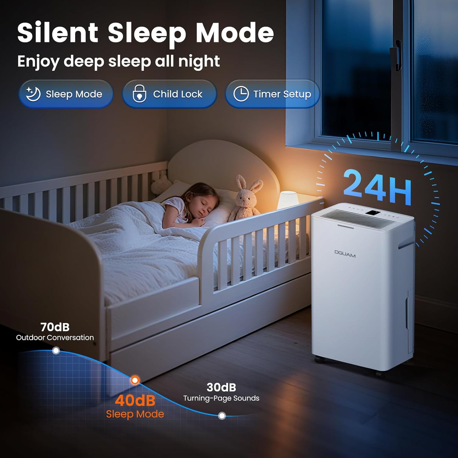 Skiennix 4500 Sq. Ft Dehumidifier - 80 Pint/Day Smart Humidity Control | Energy Efficient & Quiet for Home