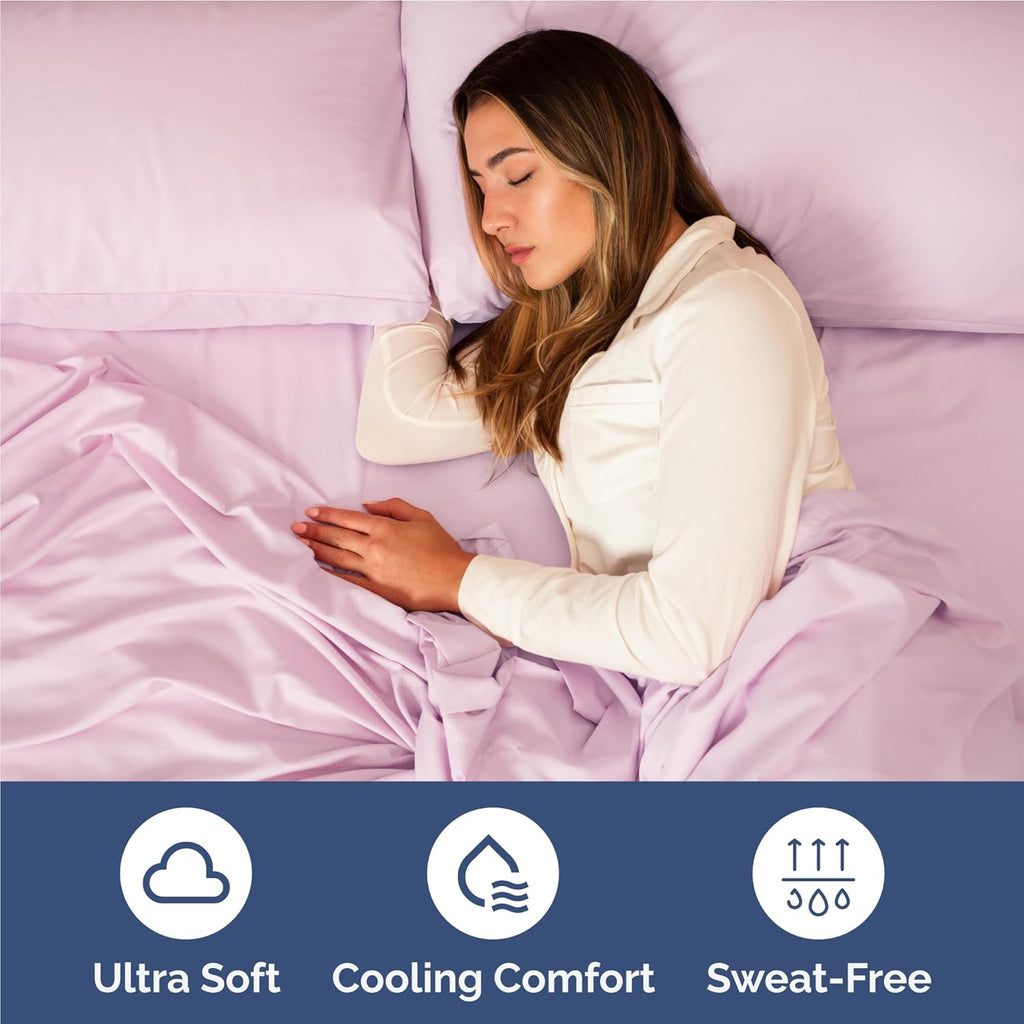 Skiennix Full Size 4-Piece Sheet Set - Comfy Cooling Bed Sheets - Luxury Hotel Quality - Light Pink, Deep Pockets