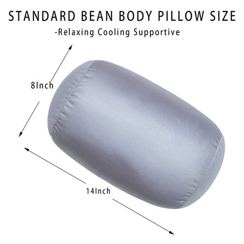 Focustree Squishy Microbead Bean Neck Pillow 2Pcs Bolster Tube Body Pillow for Sleeping Smooth Cool Touch Fabric Neck & Back Support Throw Travel Pillow Fun Colors (Dark Grey 2Pcs)