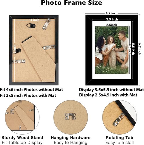 JCJMY 18-Pack 4x6 Picture Frames - Black Gallery Wall Frame Set for Tabletop & Wall Decor