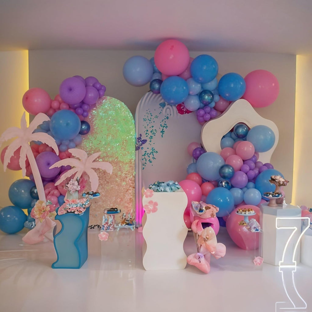 Macaron & Metallic Blue Pink Balloons - 12 Inch Gender Reveal & Baby Shower Party Decorations