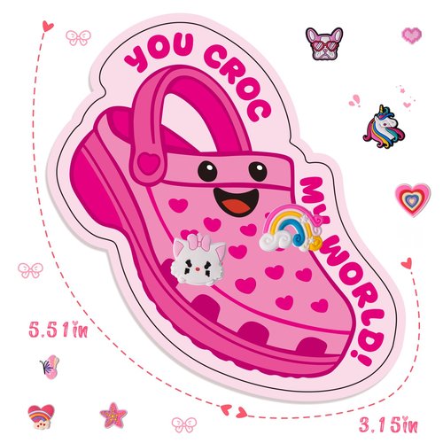 Zesua Valentines Day Cards for Kids School - Valentines Day Gifts for Kids - 30 Pcs Valentine Cards with 60 Shoe Charms - Cute Valentine Gifts for Classroom Exchange Boys Girls Toddlers Party Favors